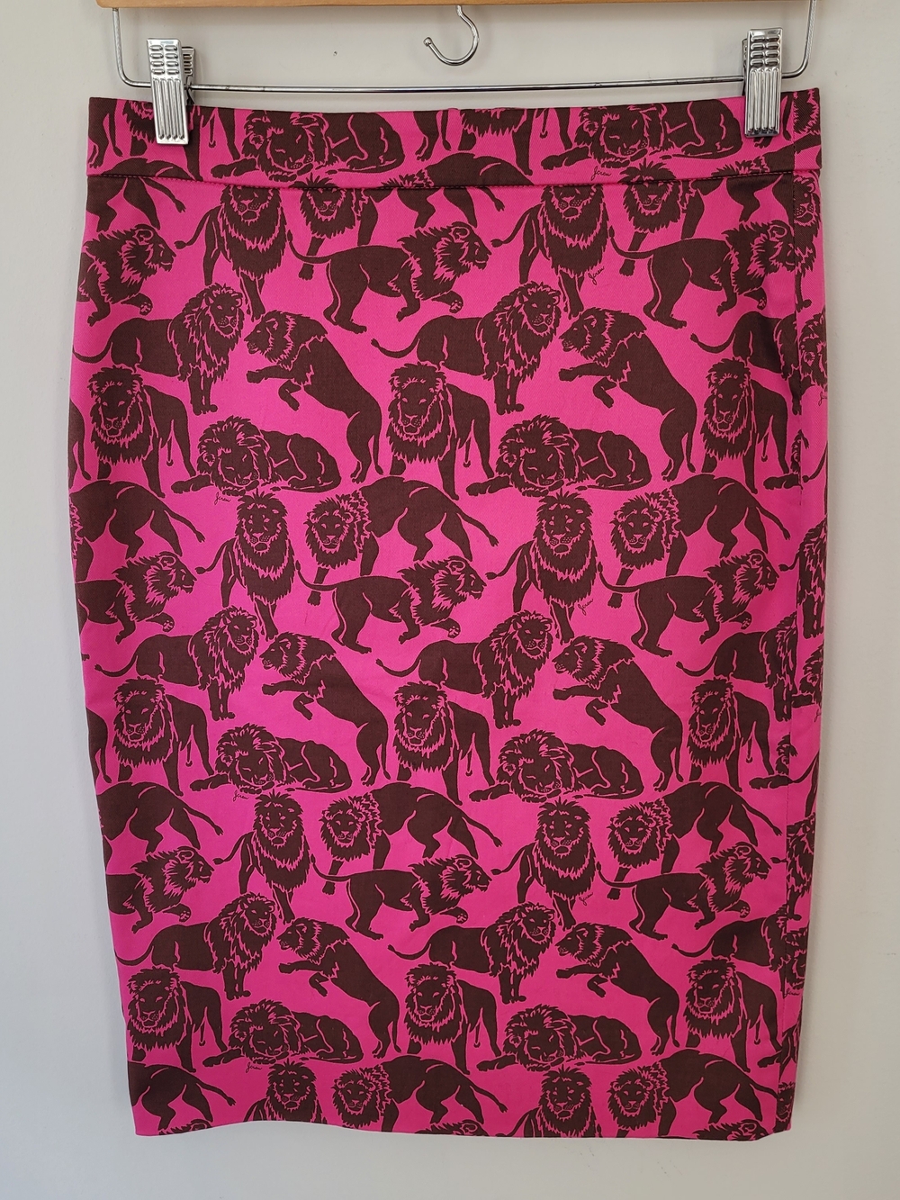 J. Crew Pink and Brown Lion-Print Pencil Skirt